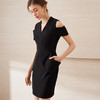 【V领露肩小黑裙】EITIE爱特爱气质收腰显瘦连衣裙2025夏季新款B2507656 商品缩略图1