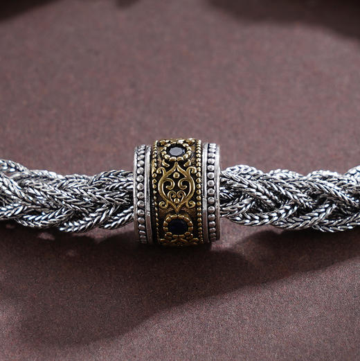 子佩集S925银【古韵绅华】手链【YFSL013】纯银仿古金珠转运交织镀金2503 商品图5