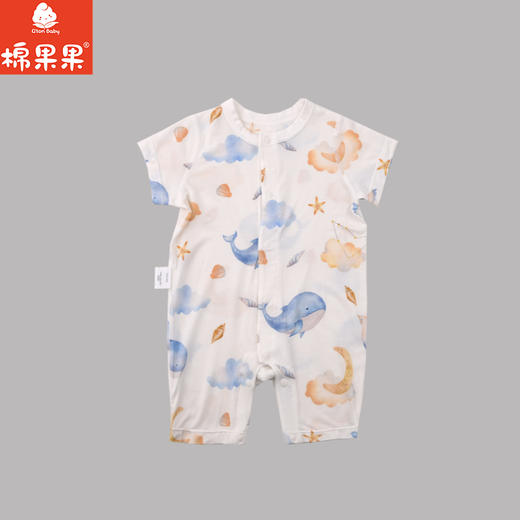 棉果果夏季男童女童舒适柔软防蚊5A抗菌莫代尔短袖对开连体衣M201722425206 商品图0