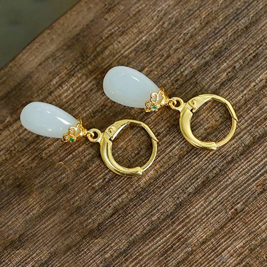 Winy925银和田玉水滴耳坠配证书 商品图3