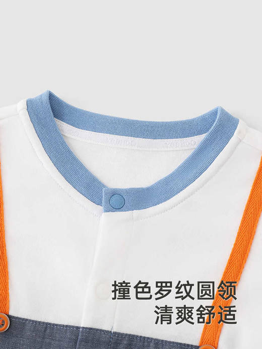 英氏婴儿衣服夏季短袖男童透气纯棉假两件连身衣爬服YRHBJ2R032A 商品图2