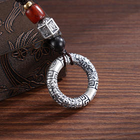 子佩集S999银【平安顺意】钥匙扣【DZ931】纯银小摆件仿古平安扣2503