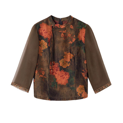 KQ-54828+54827气质夏装衬衫女唐装中国风套裙真丝两件套装 商品图4