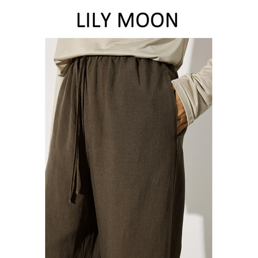 【75%天丝+25%亚麻】LILY MOON天丝亚麻松紧腰抽绳阔腿裤LM1228 商品图4