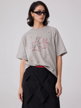 Simple Project/Y2566/复古logo铜珠铆钉印烫结合T恤