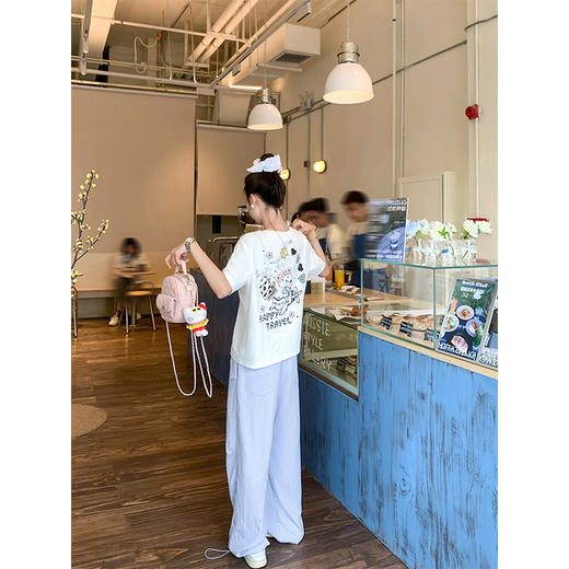 <曾小咸推荐>蓝色宽松脚口抽绳工装裤休闲裤 商品图4