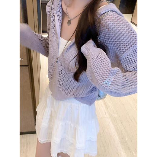 【149元任选2件】最后一波现货！韩系镂空防晒连帽针织开衫 商品图1