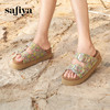 Safiya/索菲娅2025一脚蹬轻便厚底印花复古双扣带露趾勃肯凉拖 SFD2110156 商品缩略图1