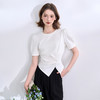 【限时秒杀】设计感泡泡短袖T恤女春夏捏褶收腰不规则开叉下摆上衣V0650249/H0050946 商品缩略图2