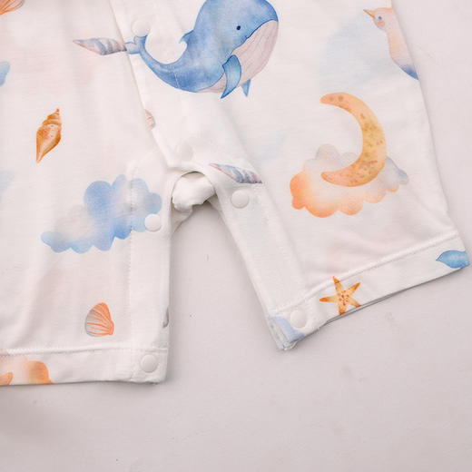 棉果果夏季男童女童舒适柔软防蚊5A抗菌莫代尔短袖对开连体衣M201722425206 商品图2