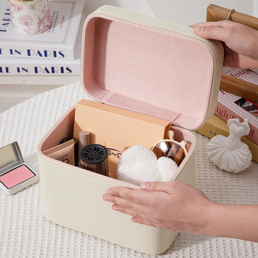 五一出行【卡通系列！大容量化妆包】新款奶油纯色化妆箱简约大容量家用美妆工具出差旅行手提收纳箱子，告别凌乱，装载无压力。ry 商品图2