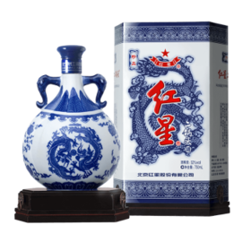 红星二锅头 青花珍品青花瓷 清香型白酒 52度750ml 单瓶装 口粮酒送礼