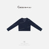 COCO ZONE刘一一 简约藏蓝色轻薄单排扣毛针织开衫CD1A0396 商品缩略图1