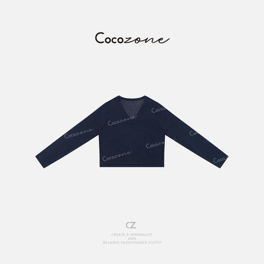 COCO ZONE刘一一 简约藏蓝色轻薄单排扣毛针织开衫CD1A0396 商品图1