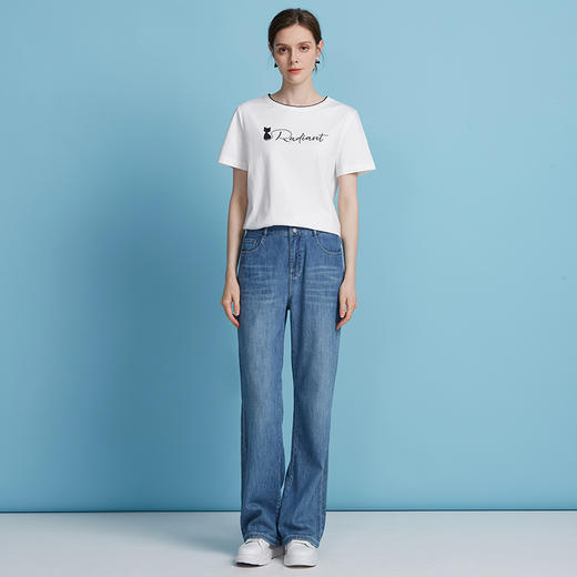 EITIE爱特爱棉感舒适复古蓝色直筒显瘦薄款牛仔裤2025夏季新款B2505618 商品图1
