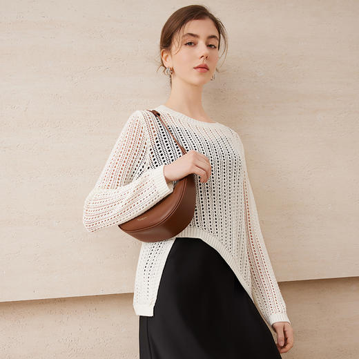 【宽松镂空针织罩衫】EITIE爱特爱显瘦百搭不规则2025夏季新款B2501610 商品图4