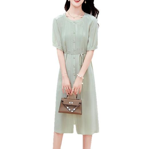 KQ-P09068气质夏装真丝连衣裙2025新款大码女装洋气质纯色减龄遮肚裙子 商品图4