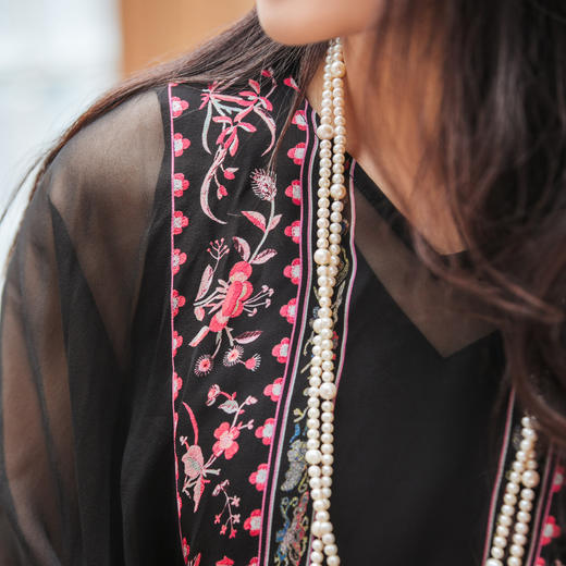 【林栖设计小店】秀场同款马面裙元素印花连衣裙复古2025夏季新品长裙女1952123 商品图5