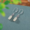 S925纯银和田玉晴水玉蝴蝶结圆柱形，民族风复古耳钩耳饰耳坠CW-EG02216 商品缩略图1