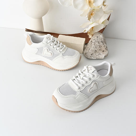 经典鲨2025夏款韩版时尚拼色网状透气平底系带跑步休闲鞋女KW219-529071 商品图3