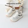 经典鲨2025年夏季新品牛皮革网面拼接透气系带舒适休闲鞋女KW160-529161 商品缩略图0