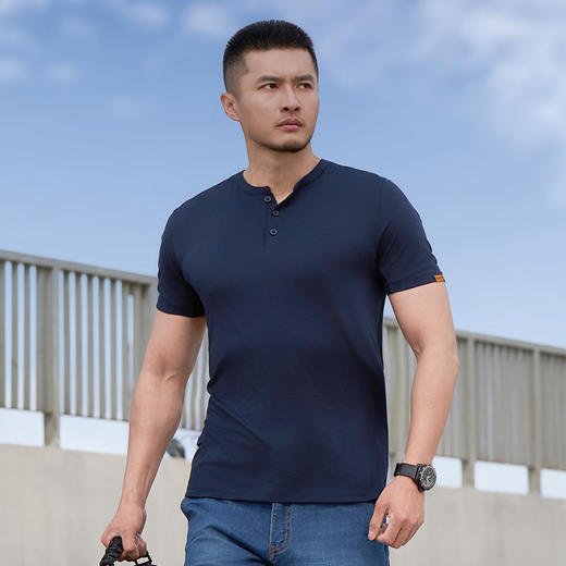 龙牙秘之风羽PRO美丽诺羊毛亨利领短袖T恤 商品图2