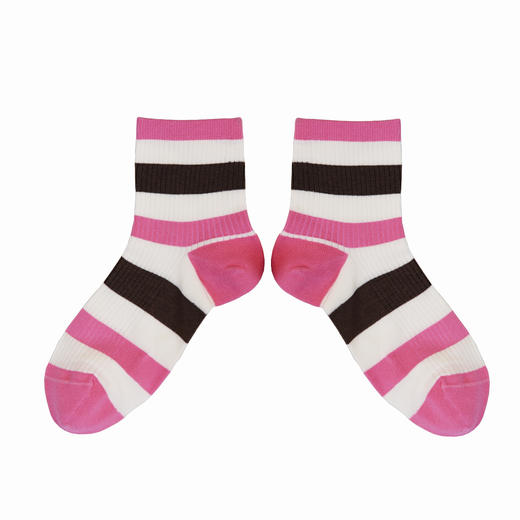 【6双6折】女士春夏时尚薄袜条纹棉袜中筒袜子女袜【2双装 2512205】 商品图3