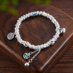 子佩集S999银【竹福仙径】手串【SC001218】纯银手链铃铛可响钱串吉腰缠万贯盘缠盘缠2503