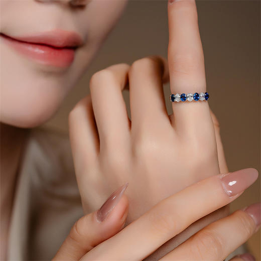 花园系列18k金蓝宝石戒指 闪耀宝石排戒女士礼物SR207201 商品图1