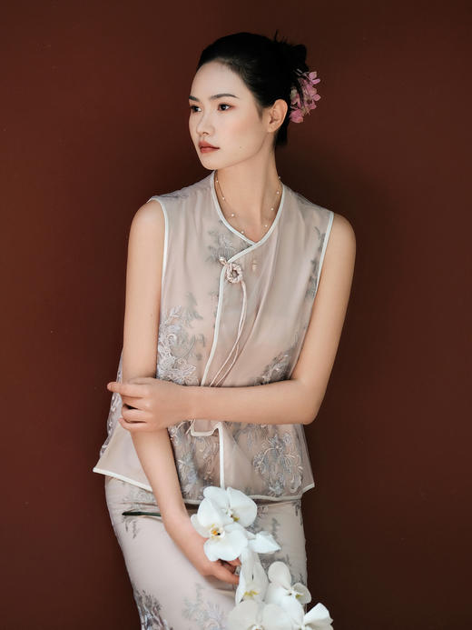 盛唐牡丹 |意大利进口蕾丝新中式马甲 商品图2