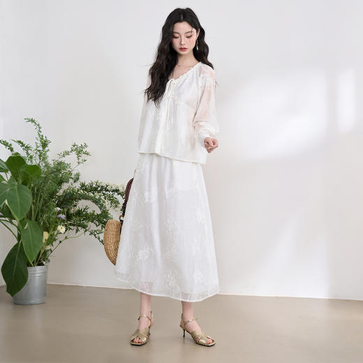 复古文艺感天丝重工肌理感绣花衬衫女衬娃娃款衣V0550243 商品图1