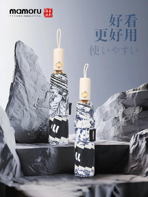 【Mamoru】三折茹伊印花自动晴雨两用伞防晒女防紫外线超轻便携 商品图1