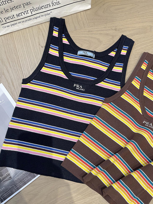 现货 THS-限时 p家 女士棉质针织彩色条纹短袖 圆领针织衫T恤 2色 BH2581 BY603 商品图11