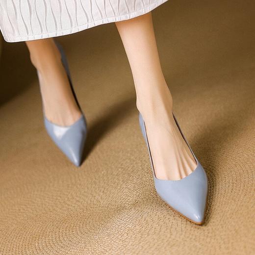 【预售5天】全皮女鞋细跟尖头浅口单鞋牛皮韩版简约气质高跟鞋通勤工作鞋SLLK&sl-7903 商品图5