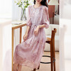 宽松系带垂顺16姆米，桑蚕丝乔其纱真丝连衣裙KQN- PZ09186 商品缩略图1