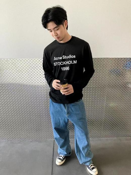 AcneStudios1996系列字母印花图案宽松圆领长袖卫衣男女同款黑色（DY*TJ） 商品图8