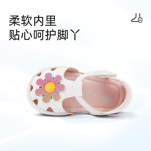 泰兰尼斯0-3岁女童透气软底可爱包头防滑学步凉鞋【夏款二阶段】 商品图4
