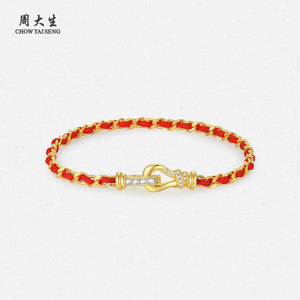 周大生校园爱情系列执手红绳手链纯银女情侣手绳本命年生日礼物