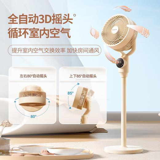 【 2025款新款】forestlife懒人语音智能循环扇 全新升级 触摸大屏 实时显温 AI感温变速 全自动3D摇头 6档风量调节 12H定时 无需联网 即开即用 低档轻音 台立两用 商品图2