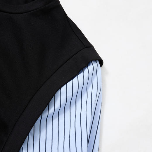 设计感拼接假两件衬衫针织卫衣裙女连衣裙配腰带V0350177 商品图5