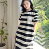 洛诗琳40942法师复古条纹裙2025夏季新款休闲钩花T恤裙k1201 商品缩略图0