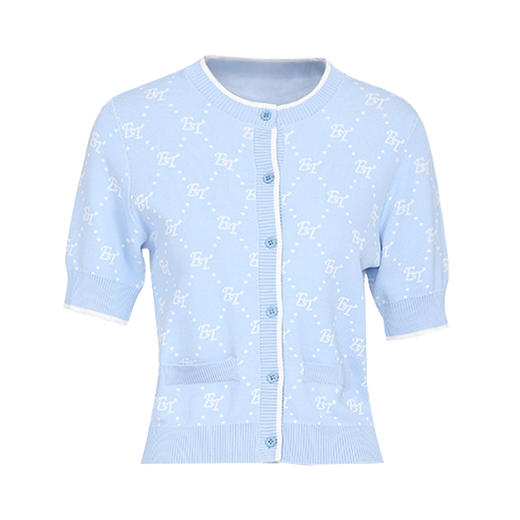 EITIE爱特爱精致绣花通勤百搭柔软舒适短袖针织开衫2025夏季新款针织衫B2501612 商品图10