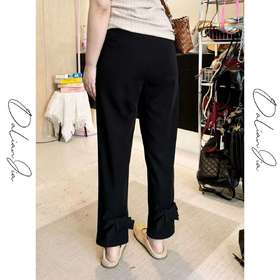 2025新品  佳佳同款【蝴蝶裤】裤脚带蝴蝶结弹力长裤西装显瘦气质时尚休闲黑色