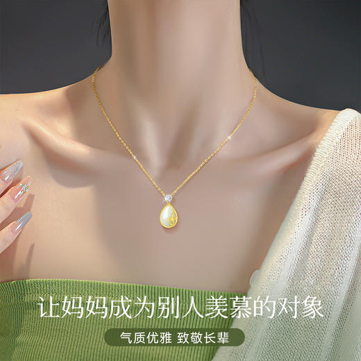 Winy925银兰花水滴和田玉项链镶嵌莫桑石配证书 商品图1