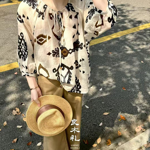 良木礼高级感气质氛围印花休闲衬衫（0751） 商品图2