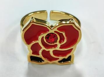 （文创）NNF-手工16K镀金雕刻玫瑰开口戒指(QH101) 商品图0