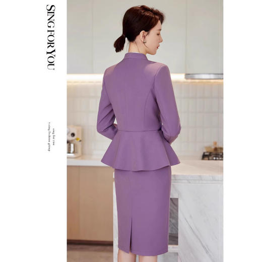 新闻播音艺考上镜服装，主持人正装紫色西装套装XZ-LLY8808 商品图4