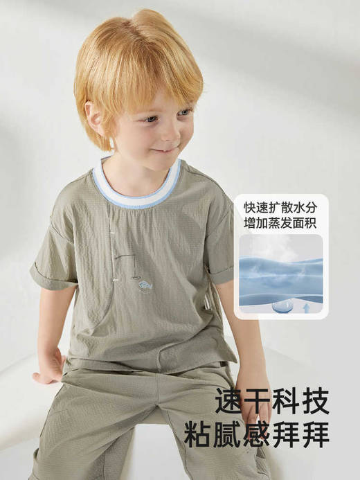 英氏儿童T恤夏季短袖吸湿速干男童T恤上衣2025新款YRTCJ2R092A 商品图2