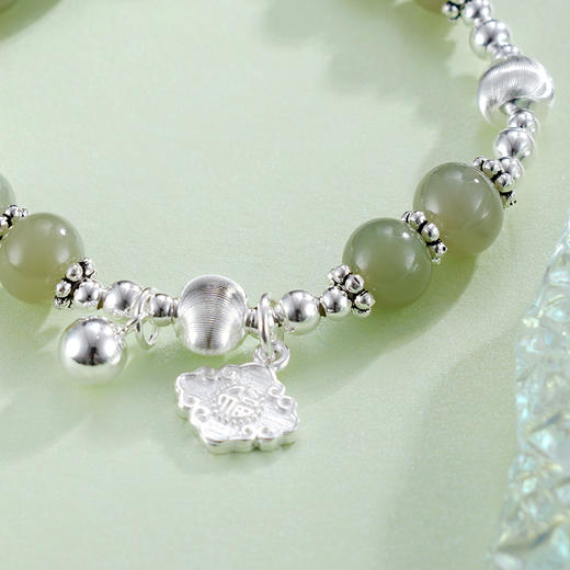 子佩集S925银【翠色宛转】手串【TSB0001-51】纯银手链青玉2503 商品图6