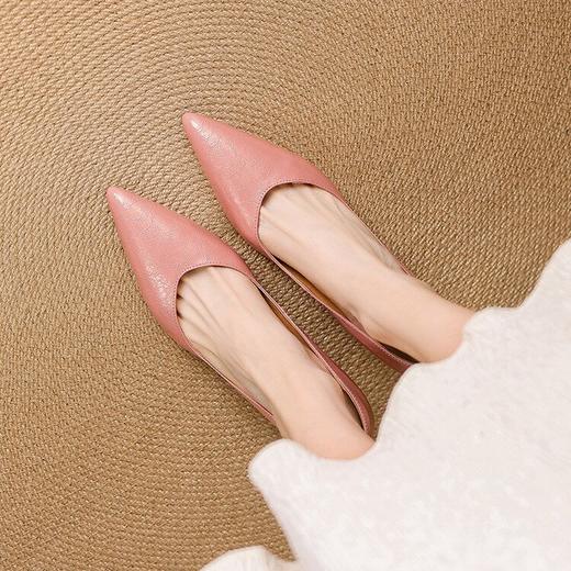 【预售5天】全皮女鞋细跟尖头浅口单鞋牛皮韩版简约气质高跟鞋通勤工作鞋SLLK&sl-7903 商品图2